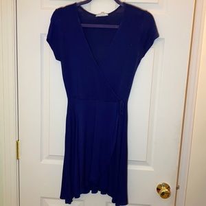 Navy Wrap Short Sleeve Mini Dress